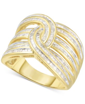 Macy's - Diamond Baguette Interwoven Statement Ring (1 ct. t.w.) in Sterling Silver, or Gold Plated Silver