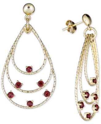 Macy's - Rhodolite Garnet Triple Teardrop Drop Earrings (1-3/4 ct. t.w.) in 14k Vermeil over Sterling Silver