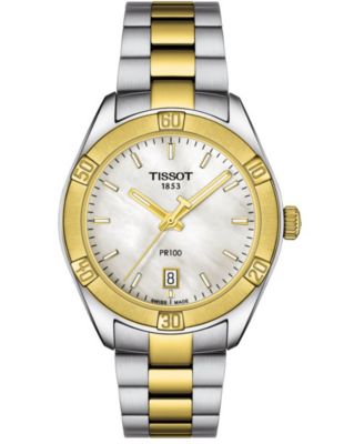 Tissot - Women's Swiss PR 100 Sport Chic T-Classic Two-Tone Stainless Steel Bracelet Watch 36mm
