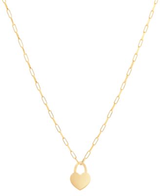 Macy's - Heart Padlock Paperclip Link 18" Pendant Necklace in 18k Gold-Plated Sterling Silver or Sterling Silver