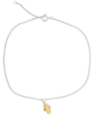 Macy's - Diamond Accent Flip-Flop Sandal Ankle Bracelet in Sterling Silver & 14k Gold-Plate