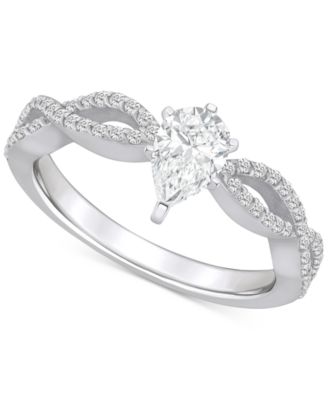 Macy's - Diamond Pear Twist Shank Engagement Ring (5/8 ct. t.w.) in 14k Gold