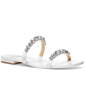 Michael Kors - Women's Jessa Rhinestone Slip-On Double Strap Slide Sandals