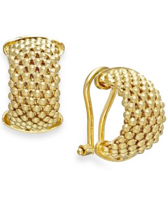 Italian Gold - Mesh Hoop Earrings in 14k Gold over Sterling Silver
