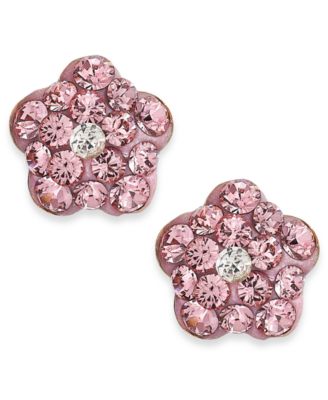 Macy's - Children's Pink Crystal Flower Stud Earrings in 14k Gold