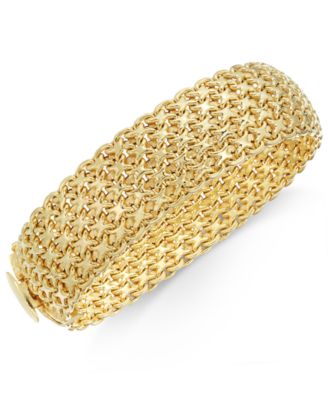 Italian Gold - Wide Mesh Link and Chain Bracelet in 14k Gold