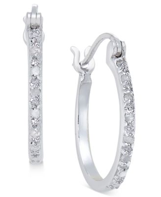 Macy's - Diamond Hoop Earrings (1/10 ct. t.w.) in Sterling Silver