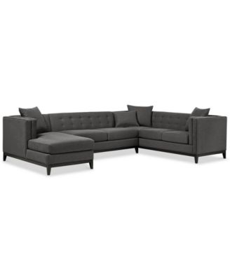 Furniture - Braylei 3-Pc. Tufted Sectional w/ Chaise & 2 Toss Pillows, Only at Macy's
