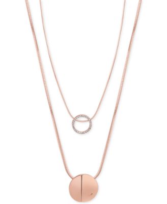 GUESS - Rose Gold-Tone 2-Pc. Set Pav&eacute; Pendant Necklaces