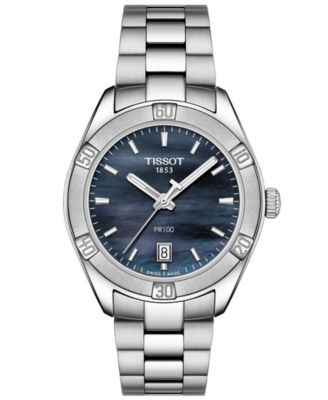 Tissot - Women's Swiss PR 100 Sport Chic T-Classic Gray Stainless Steel Bracelet Watch 36mm