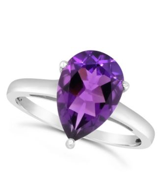 Macy's - Pear-shape Gemstone Ring in Sterling Silver. Available in Citrine (2-5/8 ct. t.w.) and Amethyst (2-5/8 ct. t.w.)