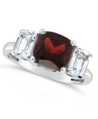 Macy's - Garnet (2-3/4 ct. t.w.) and White Topaz (1-3/8 ct. t.w) Ring in Sterling Silver