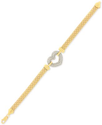 Macy's - Cubic Zirconia Heart Bracelet in Sterling Silver & 18K Gold-Plate