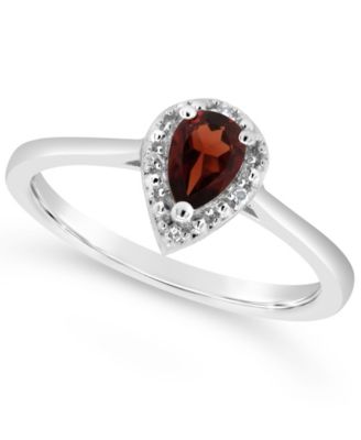Macy's - Garnet (3/8 ct. t.w.) and Diamond Accent Ring in Sterling Silver