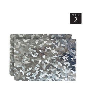 Dainty Home - Reversible Shimmering Metallic Leaf Dining Table Indoor Outdoor Placemats Set of 2, 13 inch x 19 inch Rectangle, Textured Solid Bronze