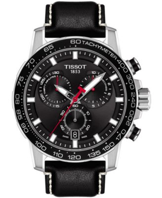 Tissot - Men's Swiss Chronograph Supersport T-Sport Black Leather Strap Watch 46mm