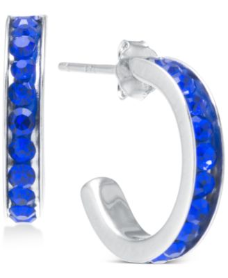 Giani Bernini - Small (5/8") Blue Crystal Hoop Earrings in Sterling Silver