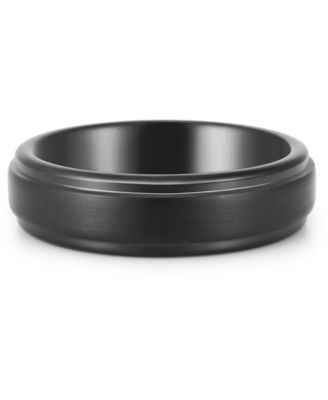 Macy's - Men's Step Edge Band in Black Ion-Plated Tantalum