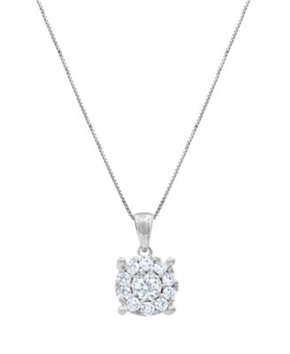 Macy's - Diamond Halo 18" Pendant Necklace (3/4 ct. t.w.) in 14k White, Yellow or Rose Gold