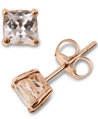 Macy's - Morganite Cushion Stud Earrings (1 ct. t.w.) in 14k Rose Gold