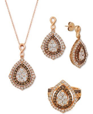 Le Vian - Nude Diamond & Chocolate Diamond&reg; Teardrop Cluster Jewelry Collection in 14k Rose Gold