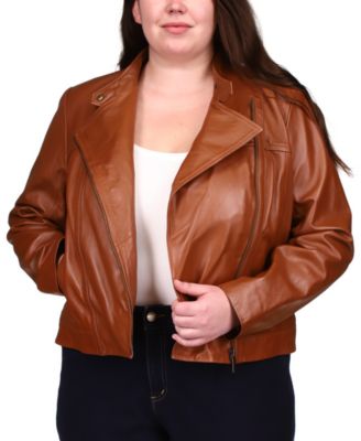 Michael Kors - Plus Size Leather Moto Jacket