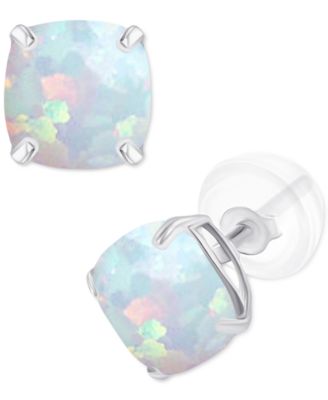 Macy's - Lab-Created Opal Stud Earrings (3/4 ct. t.w.) in Sterling Silver