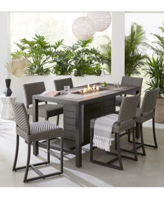 Furniture - Montreal Outdoor 7-Pc. Chat Set (1 Fire Pit & 6 Counter Stools)