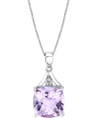 Macy's - Pink Amethyst (6-1/10 ct. t.w.) & Diamond Accent 18" Pendant Necklace in Sterling Silver