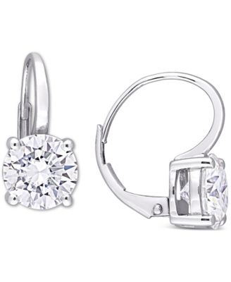 Macy's - Lab-Created Moissanite Solitaire Leverback Earrings (4 ct. t.w.) in 14k White Gold