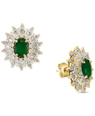 EFFY Collection - Emerald (1-1/2 ct. t.w.) & Diamond (1/3 ct. t.w.) Stud Earrings in Earrings 14k Gold