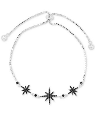 Macy's - Black Spinel Starburst Chain Bracelet (1/2 ct. t.w.) in Sterling Silver