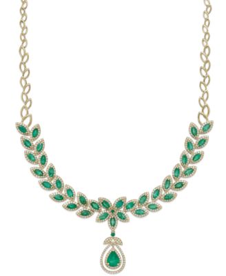 EFFY Collection - Emerald (11-3/4 ct. t.w.) and Diamond (2-3/4 ct. t.w.) Pendant Necklace in 14k Gold