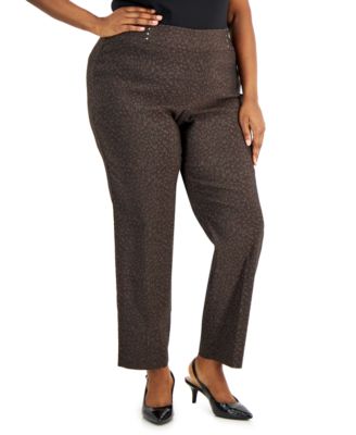 JM Collection - Plus Size Cheetah Bandleader Pants