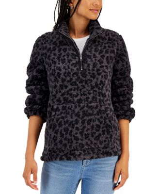 Style & Co - Women's Animal-Print Sherpa Pullover, Created for Macy's