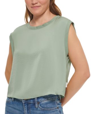 Calvin Klein Jeans - Women's Charmeuse Sleeveless Cropped Top