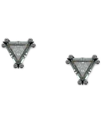 Swarovski - Black-Tone Triangle Crystal Stud Earrings