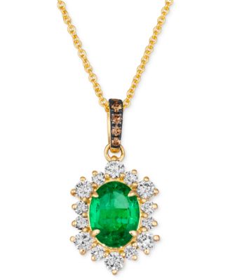 Le Vian - Costa Smeralda Emeralds (7/8 ct. t.w.) & Diamond (1/2 ct. t.w.) Halo Adjustable 20" Pendant Necklace in 14k Gold