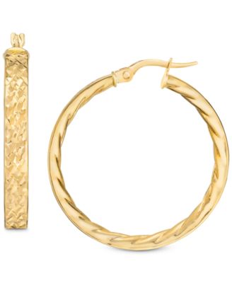 Macy's - Textured Small Hoop Earrings in 14k Gold, 1"