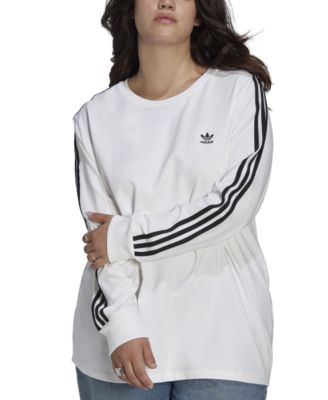 adidas - Plus Size 3-Stripes Crewneck Long-Sleeve Tee