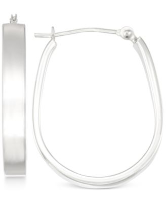 Macy's - Polished Pear-Shape Hoop Earrings in 10k White Gold