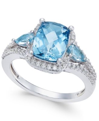 Macy's - London Blue Topaz (2-5/8 ct. t.w.) and White Topaz (1/4 ct. t.w.) Ring in Sterling Silver