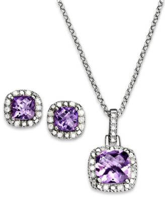 Macy's - Sapphire (3 ct. t.w.) and Diamond Accent Jewelry Set in Sterling Silver (Also in Blue Topaz & Amethyst)