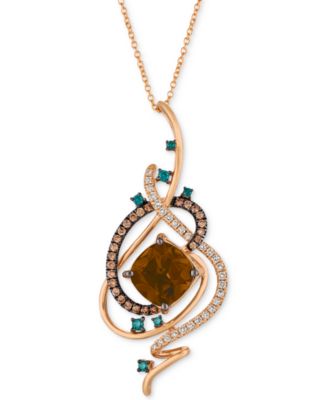 Le Vian - Chocolate Quartz&reg; (3-3/4 ct. t.w.) & Diamond (3/4 ct. t.w.) 18" Pendant Necklace in 14k Rose Gold