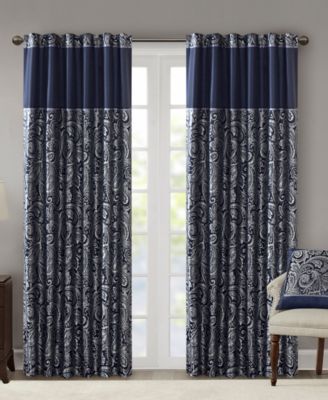 Madison Park - Aubrey Paisley 50" x 95" Faux Silk Curtain Set