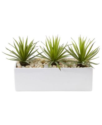Nearly Natural - Mini Agave Artificial Plants in Rectangular Ceramic Planter