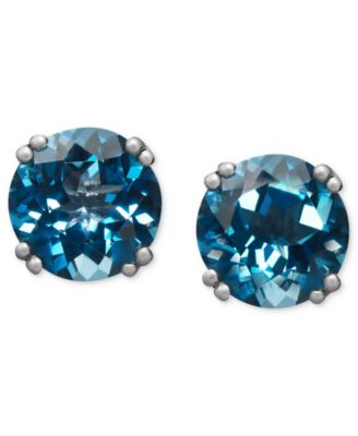 Macy's - 14k White Gold Earrings, London Blue Topaz Stud Earrings (4-1/2 ct. t.w.)