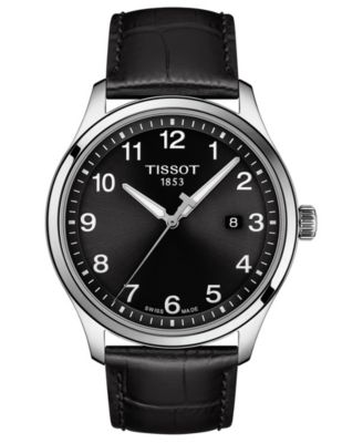 Tissot - Men's Swiss Gent XL Black Leather Strap Watch 42mm