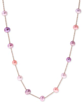 EFFY Collection - Multicolor Cultured Freshwater Pearl (5-1/2mm) 18" Collar Necklace in 14k Rose Gold