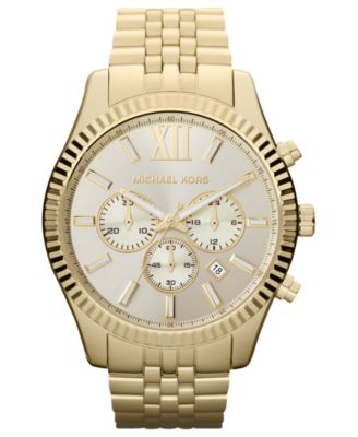 Michael Kors - Men's Chronograph Lexington Gold-Tone Stainless Steel Bracelet Watch 45mm MK8281